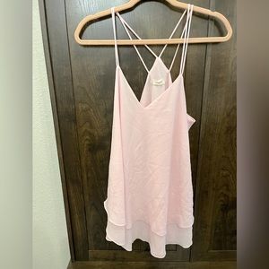 Light Pink Criss Cross Back Double Layer Flowy Tank Size Small